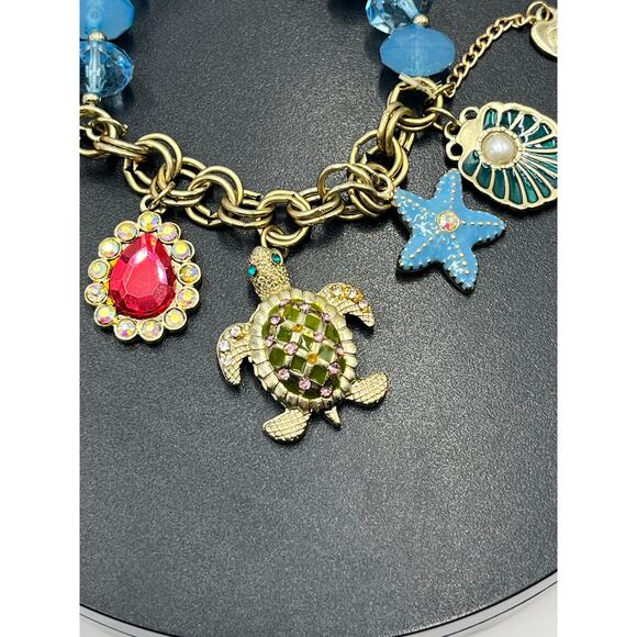Betsey Johnson Nautical Under the Sea Ocean Charm Half Stretch Bead Bracelet - Picture 2 of 7